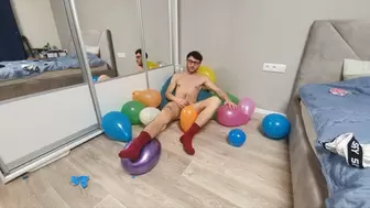 Jerking off on balloons
