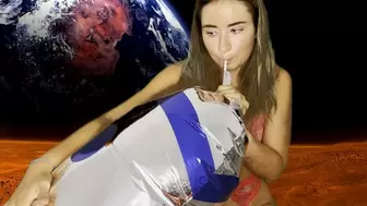 Blowing up a Rocket Ship Foil Balloon and Riding it!