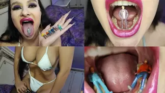 Giantess Goddess eats 7 tiny persons and digests them