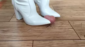 white boots shoejob cock crush