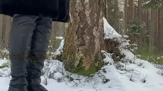Walking in winter forest: part 4 - ballbusting and trampling
