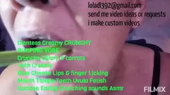Giantess Creamy CRUNCHY BURPING VORE Crunchy Celery & carrots with Creamy Blue Cheese Lips & finger Licking Mouth Tongie Teeth Uvula Fetish Upclose Eating Crunching sounds Asmr avi