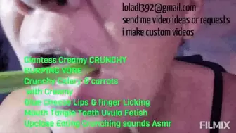 SALe Giantess Creamy CRUNCHY BURPING VORE Crunchy Celery & carrots with Creamy Blue Cheese Lips & finger Licking Mouth Tongie Teeth Uvula Fetish Upclose Eating Crunching sounds Asmr mov
