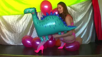 Dinosaur & Pink Balloons, Ass, Nails, Heels