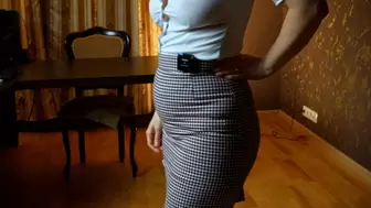 Office skirt and some belly sounds