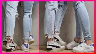 Two Girls in Puma Sneaker and Socks crush the Cock