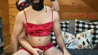 Scarlett Kage edging and spanking with Bunny - edging, SPH, barehanded spanking, lingerie, masks, gimp mask, sissification, humiliation, stern domme, dirty talk MP4