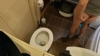 POV from above on toilet visit