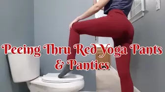 Peeing Thru Red Yoga Pants and Panties
