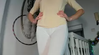 White legging cameltoe