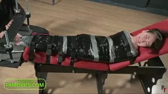 Madoka - Asian tiny feet tickling in a foot arching device with full mummification (HD 720p MP4)