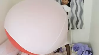 Sexy Camylle Huge Balloon Belly Inflation In White Dress
