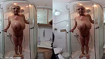 VR180 3D - Emilia's Big Boobs in a White Bathsuit (Clip No 2385 - Full HD mp4 version)