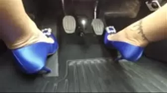 Debbie drives in Blue Manolo Heels - Floor View
