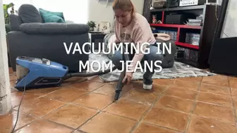vacuuming in mom jeans