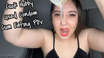 Cuck Hubby Used Condom Cum Eating POV
