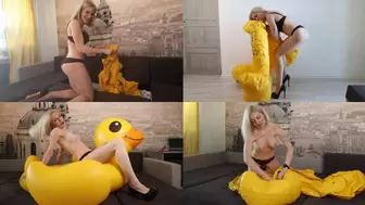 Katya finds her boyfriend's inflatable duck and becomes horny