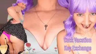 Cuck Vacation Key Exchange - Chastity Cuckold Femdom POV Humiliation when Brat Mistress Mystique leaves cage key with friend - WMV