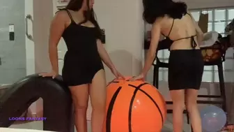Duo pops huge beach ball