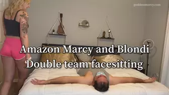Double Amazon Facessiting: Goddess Marcy and Blondi crushing a guy