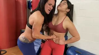 Tapered Physique and Princess Fury both belly punch each other to see who has the strongest Abs