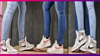 2 Girls in Nike Jordan and Air´s Crush the Cock with cum