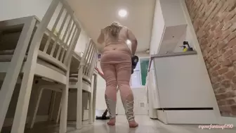 Vacuuming with my butt crack out