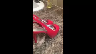 Nothing But Red Style & Co Stiletto Spiked Heel Open Toe Sling Back Pumps as Debbie Fucks & Experiences Multiple Orgasms 2