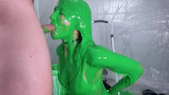 Green Slime Princess Gives Blow Job and Gets Cum Facial