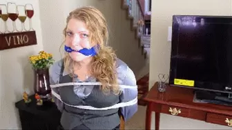 You aunt Cali gets tied up to a chair and gagged during a "cops and robbers" game!