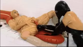 Rubber piss-fuck lesbians and gas mask breathing