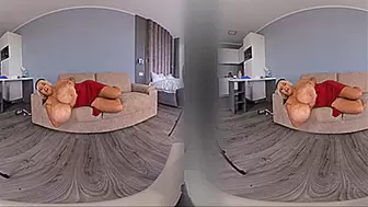 VR180 3D - Titplay on the Sofa with Maja and Roxi (Clip No 2447 - 6K mp4 version)