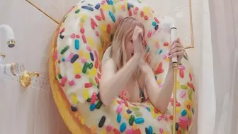 Alla inflates a big inflatable ring with her mouth and fucks him hot in the shower!!!