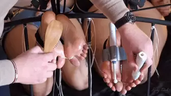 Tickle Master plays with his 2 submissives