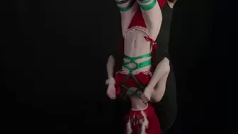 Princess Violet inverted rope bondage with vibrator and flogging