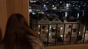 Public fuck youngster girl on hotel balcony