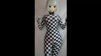 Zentai Kigurumi Doll Strips Away Layers For Rubber Pussy