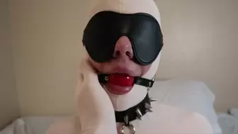 Blindfolded and Gagged Silicone Doll in Chastity