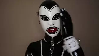 Double Masked Latex Doll with Nose Tubes Vibrates Rubber Pussy