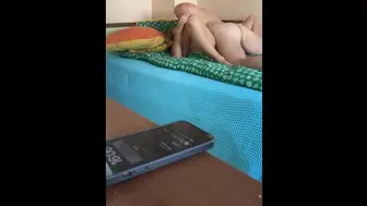 Shameless sex while the boy can't get through on the phone
